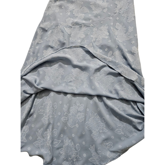 New Saint+Secrets Ruched Draped Cowl Bust Slit Side Cocktail Blue Midi Dress M - Picture 5 of 13